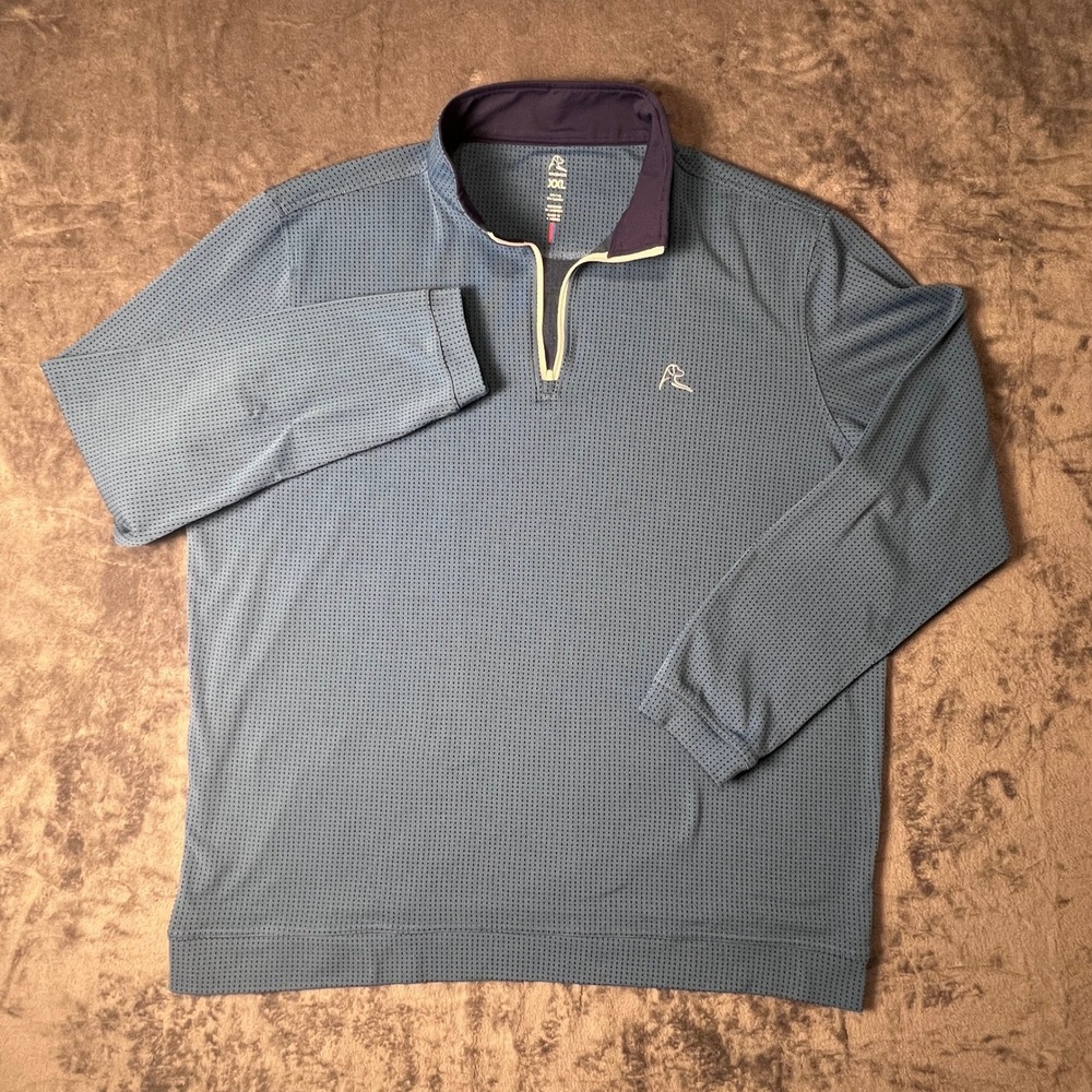 Rhoback Mens Quarter Zip Shirt XXL Blue Micro Mesh Pullover Performance Golf